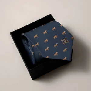 Pit Bull Dogs Pattern Monogrammed Neck Tie_1